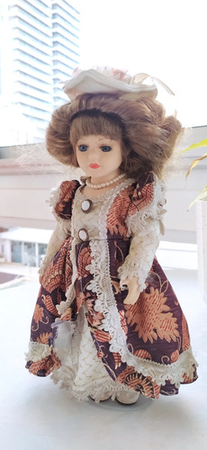 Muñeca Antigua Porcelana Hermosa, Impecable!! (Usado)