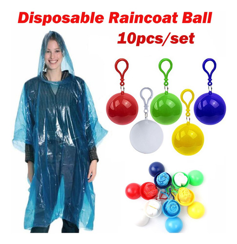 Impermeable De Emergencia Desechable Portátil De 10 Piezas C