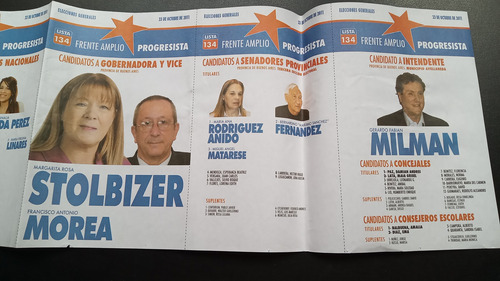 Boleta Electoral 2011 Frente Amplio Binner Stolbizer 23/10 (Usado)