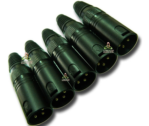 Conectores Xlr/cannon Macho Preto P/ Cabo Kit De 5 Pçs Hjh