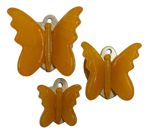 Kit De Mariposas 3 Piezas Mármol Decoración Figura Pared 