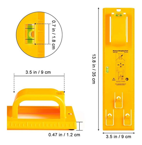 2pcs Herramienta Para Colgar Marcos Fotos Con Regla Nivel