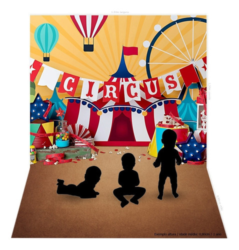 Fundo Fotográfico Em Tecido Newborn Circo 2,2x1,5 - Ffc-484 Desenho Impresso Vertical