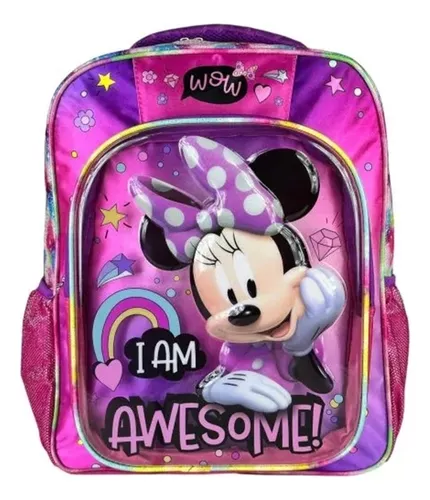 Mochila Escolar Grande Primaria Ruz Minnie Disney Mimi Niña Awes