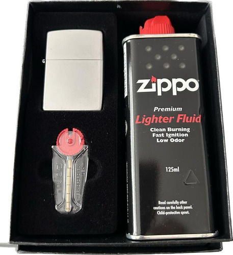 Encendedor Zippo Cromado Street Pack Con Repuesto