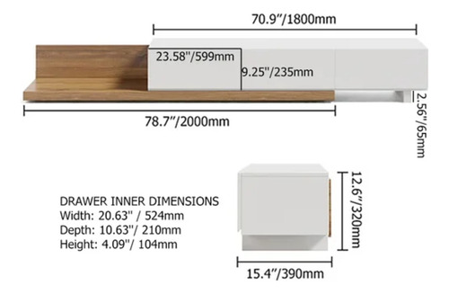 Mesa Para Tv Extensible Carolina Blanco/macadamia Tu Mesita