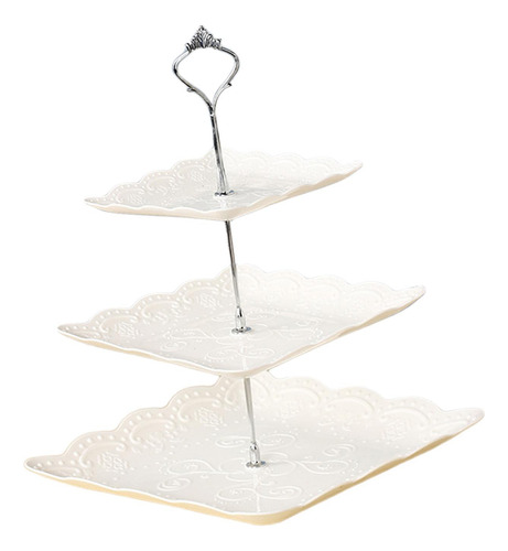 Bandeja De Almacenamiento Torre De Postre Plata 37cm Muti