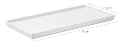 Kit 4 Pratos Retangulares Branco Servir Petiscos 27x13cm Com
