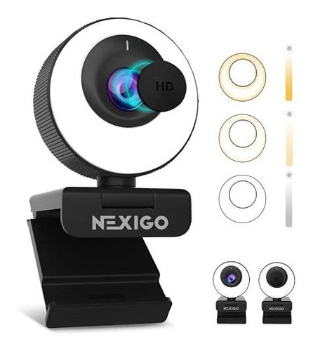 Webcam, 2021 Nexigo N620e Con Zoom Digital 2x, Anillo De Luz
