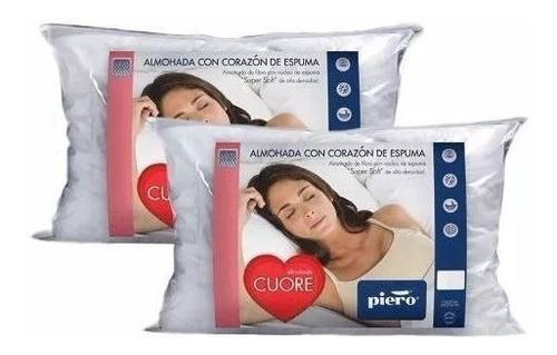 Imagen 4 de 5 de Almohada Piero Cuore 70x40 Fibra Con Corazón De Espuma