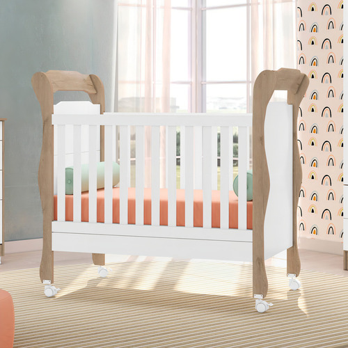 Berço Mini Cama Linha Amore 773 Carvalho Rústico/branco
