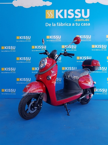 Moto Eléctrica Tipo Vespa Roja Brillante Alarma Usb
