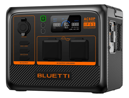 Bluetti Ac60p Gerador Elétrico Portátil Solar 600 W 504 Wh