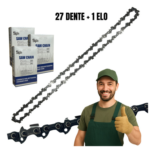 Corrente Motosserra Ms025 Ms250 27+1 Dentes 40cm 16p