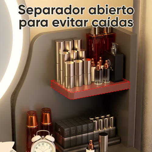 Tocador Con Espejo De Luz Led Y Taburete Comoda Extendible