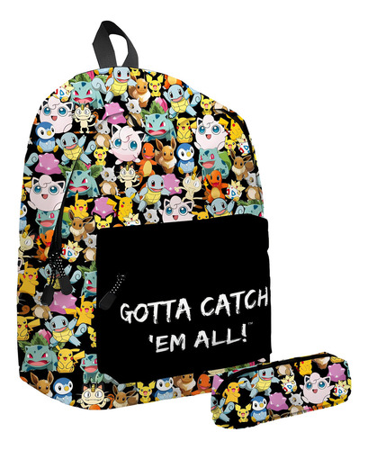 2 Unids/set Pokemon Pikachu Mochila Escolar Estuche Para Color Cor 3