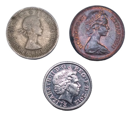 Monedas Inglaterra Fechas, Bustos Y Denominaciones 3 Piezas