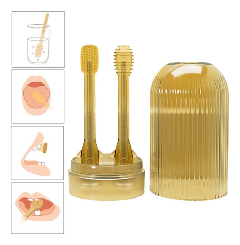 Juego De 2 Cepillos De Dientes De Dorado 9 Cm De Longitud
