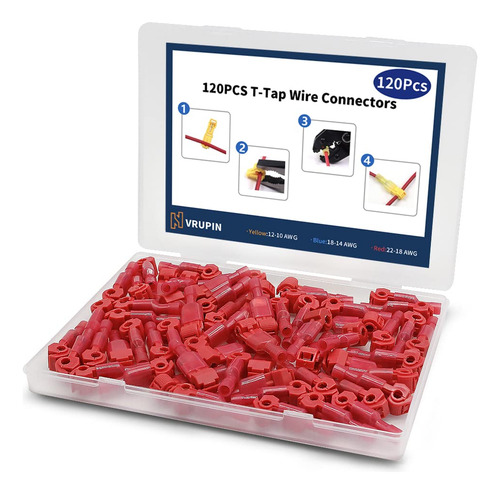 T-tap Wire Connectors, 120pcs 22-18awg Insulated Male Qui...