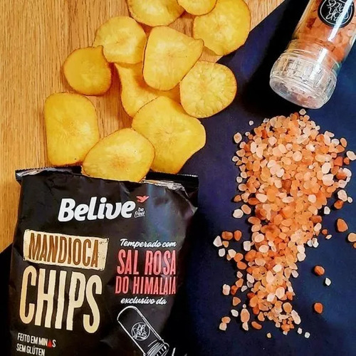 Mandioca Doce Chips Belive Com Sal Rosa Himalaia 50g