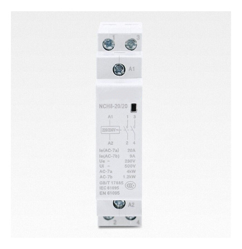 Contactor Modular 230vac 20a, 4kw Ac1, 2na