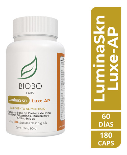 Biobo Labs LuminaSkn Luxe-AP pino maritimo 180caps Sabor Sin Sabor
