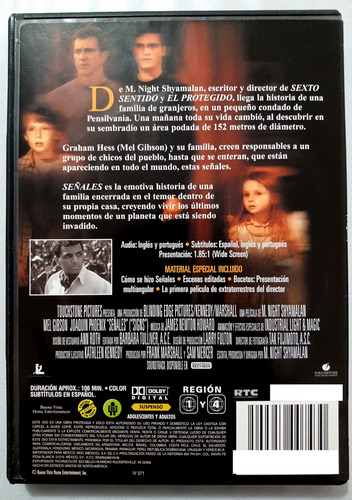 Señales Mel Gibson Joaquín Phoenix Dvd Original (Usado)