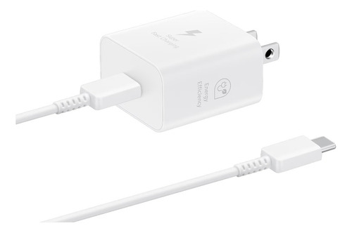 Cargador Adaptador Samsung 25w Cubo + Cable Usb C A C 2023 Color Blanco