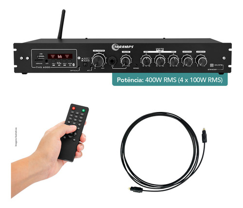 Amplificador Som Ambiente Taramps Ths6000 Bluetooth Óptica