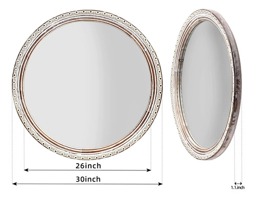 Espejo Redondo De Pared De 30 Pulgadas, Espejo Decorativo De