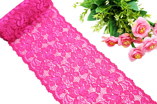 10 Metros De Encaje Alta Calidad 15.5cm Ancho. Ven003 Fucsia