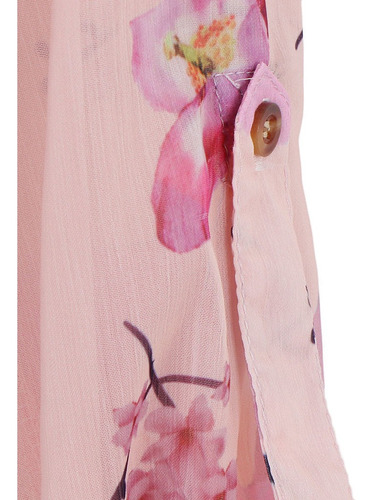 Camiseta De Mujeres Tamaño Más Floral Botón Mariposa 