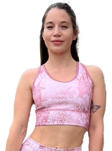 Top Deportivo Lycra Fitness Gym Mujer Corpiño Amazona Rosa