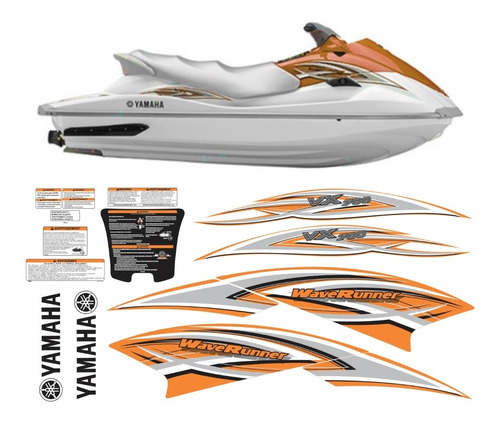 Kit De Adesivos Jet Ski Compatível Com Yamaha Vx 700 Laranja