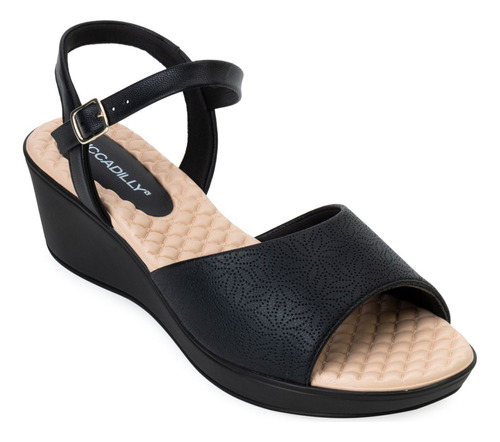 Sandália Piccadilly Slide Anabela Super Leve 540317 Preto