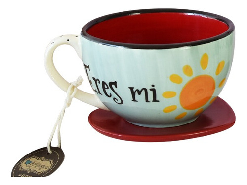 Taza Con Plato De Ceramica Artesanal Regalo Amor Amistad