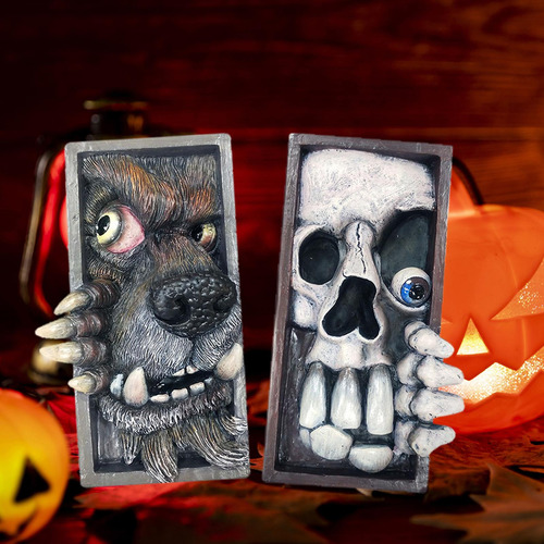 2x Monstruo Sujetalibros Estatua Peeping Estantería
