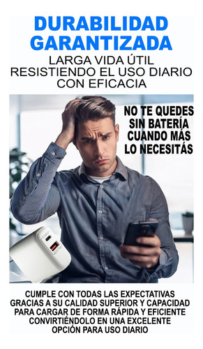Cargador Carga Rápida Celular 45w Usb Usb C Cabezal Blanco