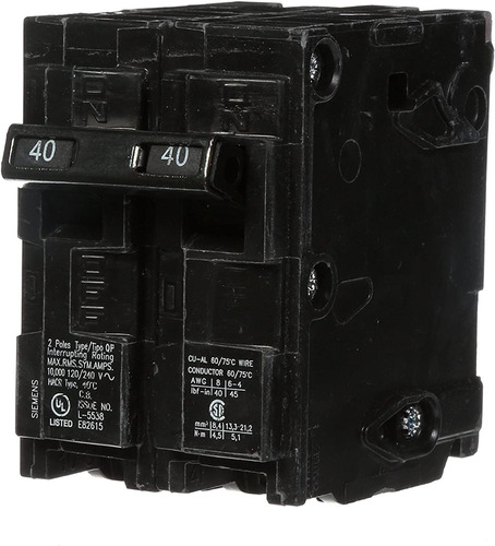 Siemens Interruptor De Circuito Qp Q240 De 2 Polos 40 Amper