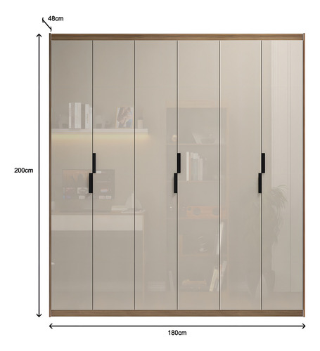 Guarda-roupa 200x180cm De Casal 6 Portas E 2 Gavetas Roupeiro - Espaço Amplo, Design Moderno E Elegância Em Madeirado E Off White