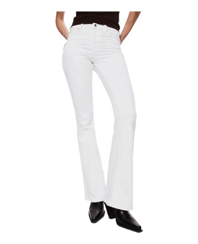 Calça Jeans Feminina Flare Calvin Klein Branca Cintura Média