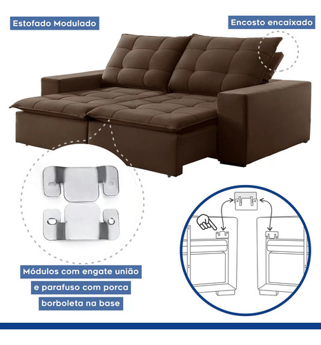 Sofá 4 Lugares Retrátil E Reclinável Super Pilow 250cm