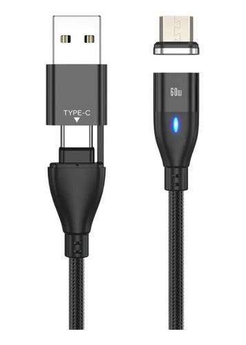 Imagen 6 de 6 de Cable Cargador Superapida Para iPhone Micro 6 En 1 Magnetico
