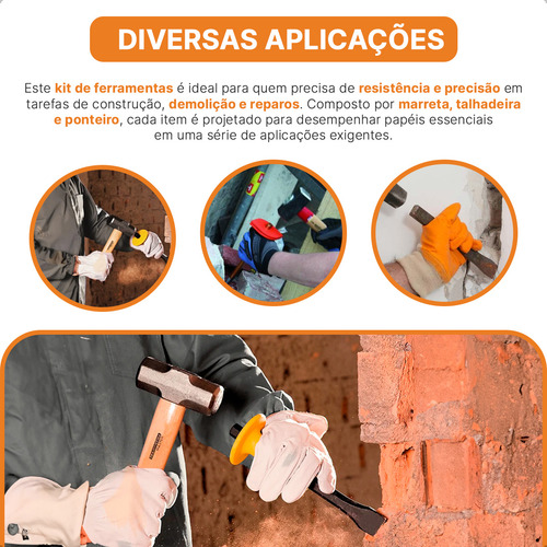 Talhadeira Aço 3/4 Ponta Preta Cortar Parede Pedreiro 30cm