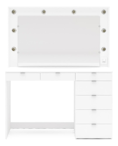 Penteadeira Camarim Top Model Para 8 Lâmpadas 7 Gavetas Cor Branco