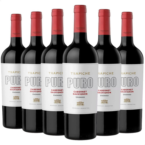 Vino tinto Cabernet sauvignon Trapiche Puro 750 ml pack x 6 u