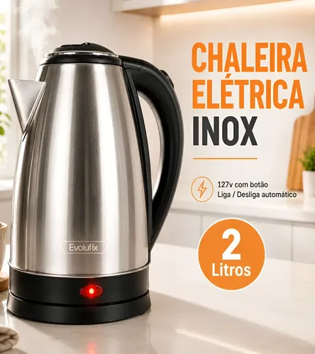Chaleira Elétrica Inox Jarra 2l 110v Desligamento Automático Inox 127v