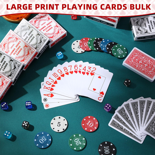 Juego De Cartas Zubebe Jumbo Index Rojo/negro, Paquete De 48