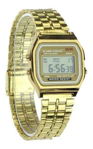 Relógio Wr Digital Aço Vintage Unisex - Dourado