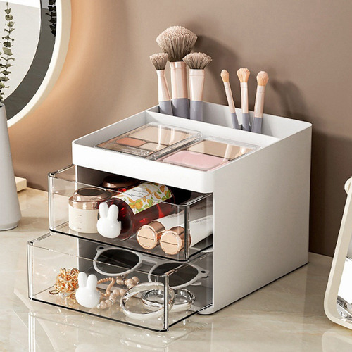 Caja De Almacenamiento De Escritorio Con Tubo Y Cajón Transp